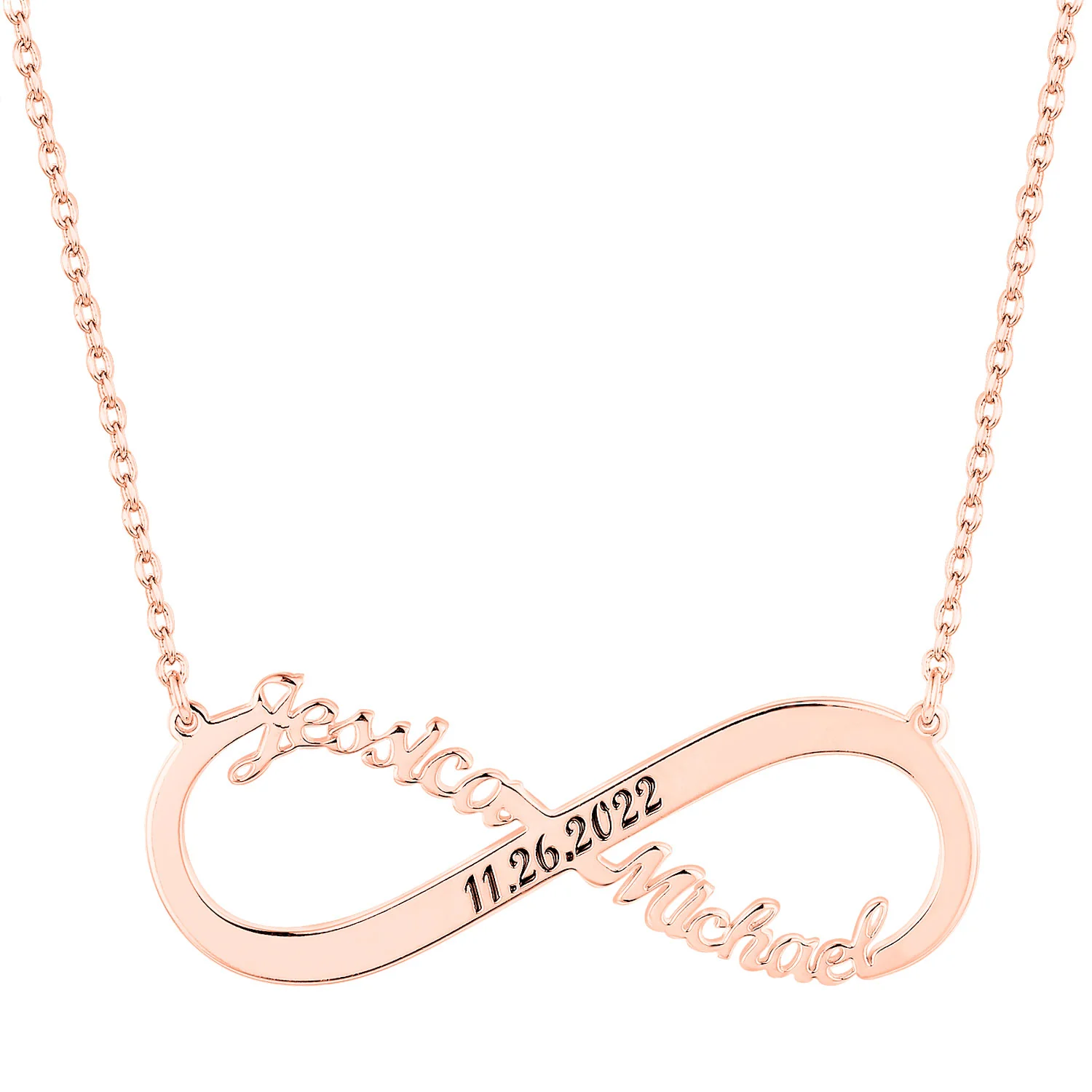 Sterling Silver Couples Dated Infinity Pendant - Image 5