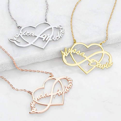 Sterling Silver Couples Infinity Heart Pendant