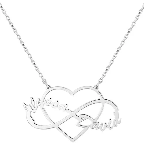 Sterling Silver Couples Infinity Heart Pendant - Image 2