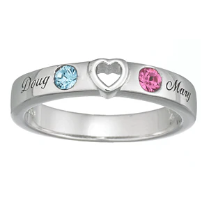 Sterling Silver Couple's Name & Birthstone - Image 2