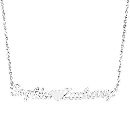 Sterling Silver Couples Name with Heart Pendant - Image 2