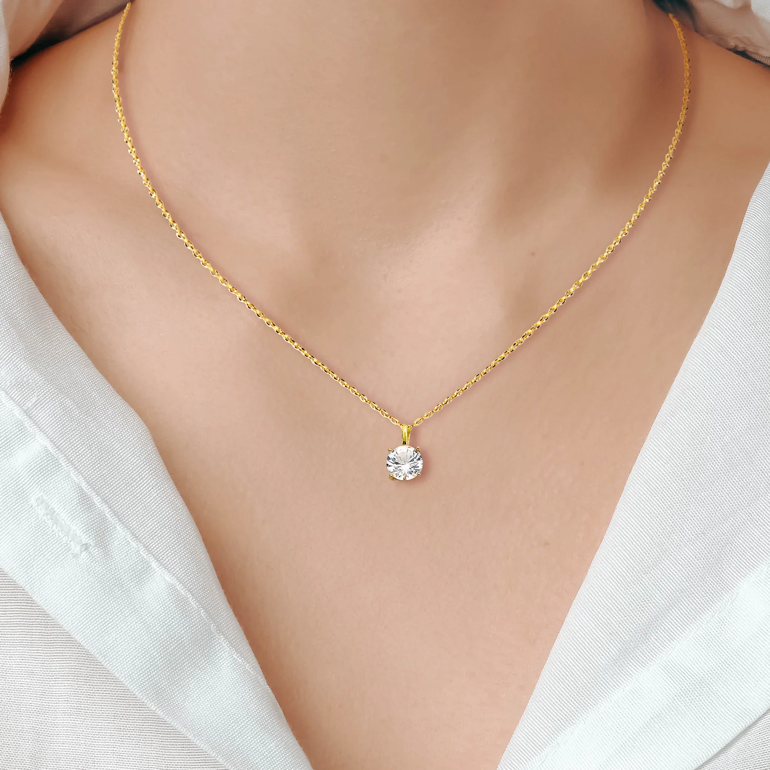 Sterling Silver Created White Sapphire Necklace - Image 5