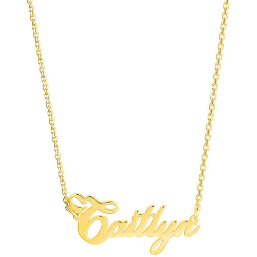 Sterling Silver Cursive Name with Heart Plaque Necklace - Image 3