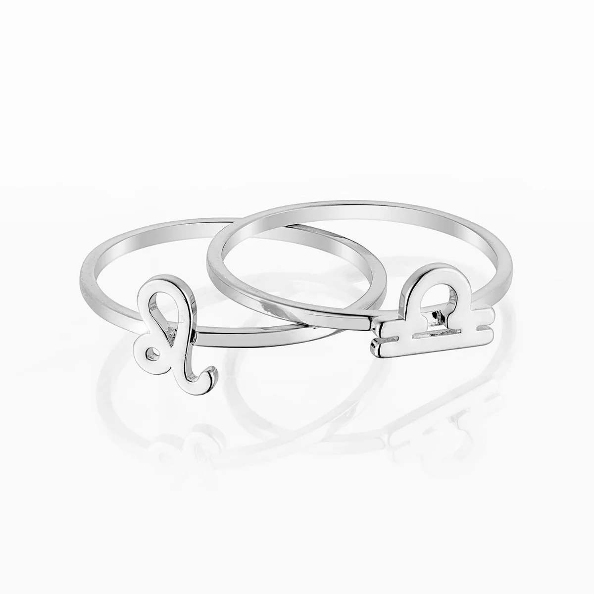 Sterling Silver Cutout Zodiac Stack Ring Set of 2 - Image 3