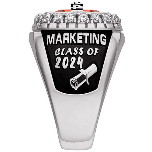 Men's Sterling Silver CZ Pave Setting Birthstone Personalized Year Class Ring - Image 4