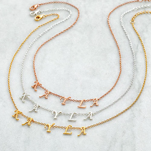 Sterling Silver Dainty Letters Choker Name Necklace - Image 3