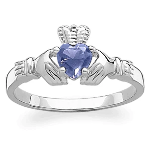 Sterling Silver December Birthstone Claddagh Ring - Image 2