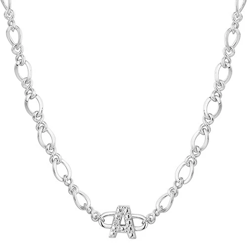 Sterling Silver Diamond Accent Initial Fancy Chain Necklace