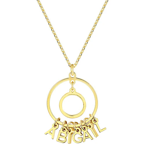 Sterling Silver Double Circle Danity Name Pendant Necklace - Image 4