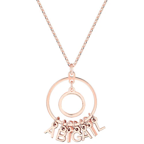 Sterling Silver Double Circle Danity Name Pendant Necklace - Image 5