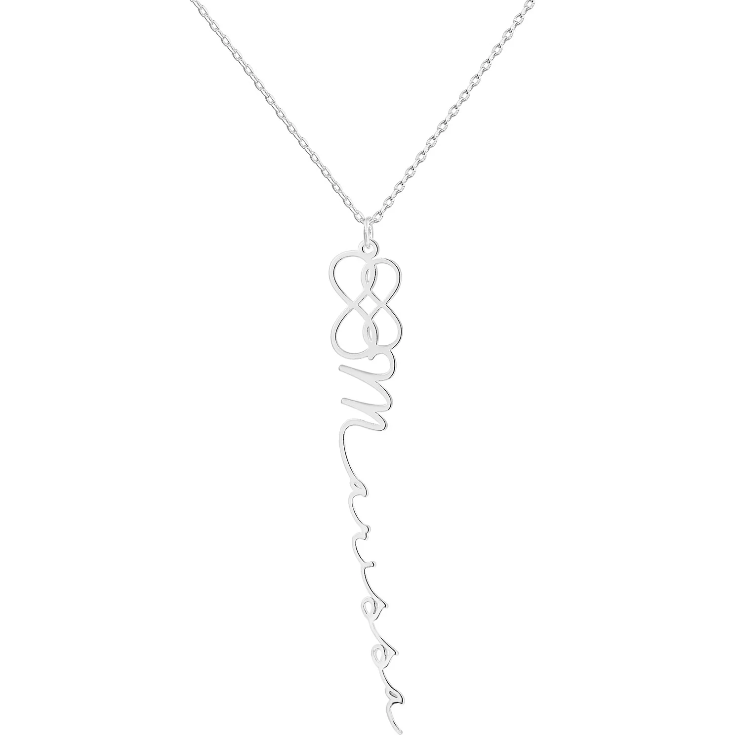 Sterling Silver Double Infinity Vertical Name Necklace - Image 2
