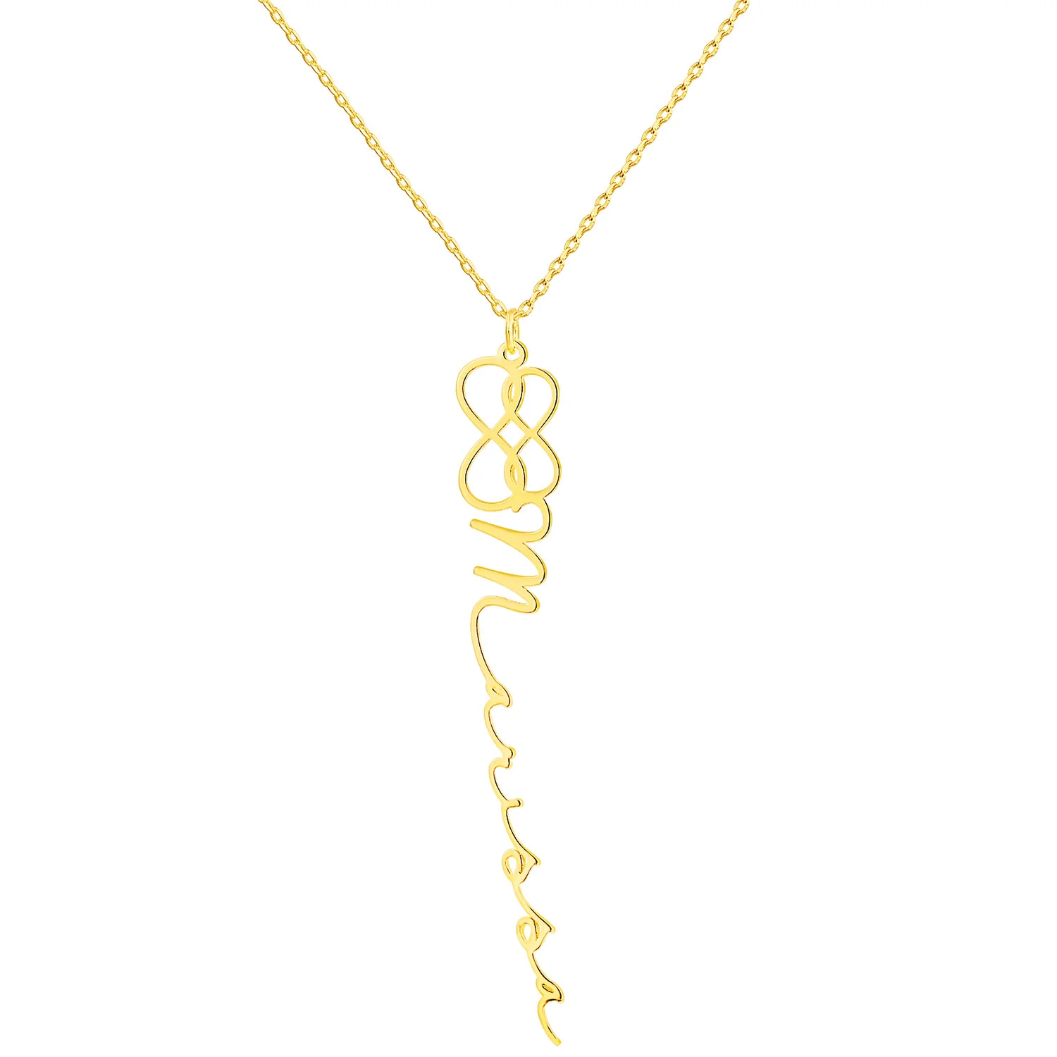 Sterling Silver Double Infinity Vertical Name Necklace - Image 4