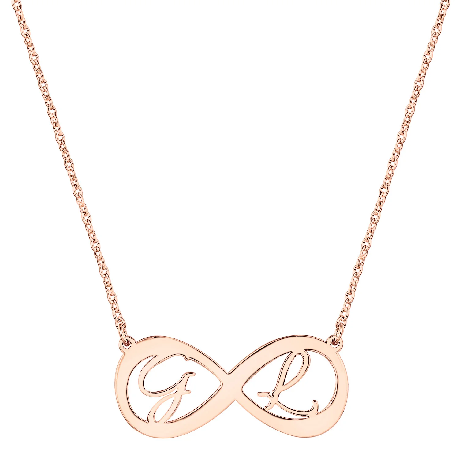 Sterling Silver Double Initial Infinity Necklace - Image 5