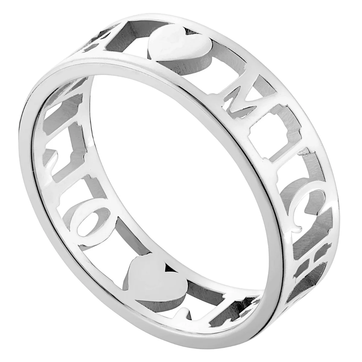 Sterling Silver Double Name with Hearts Band Ring - Image 3