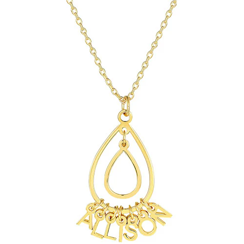 Sterling Silver Double Teardrop Dainty Name Pendant Necklace - Image 3