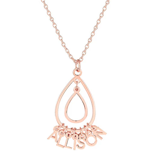 Sterling Silver Double Teardrop Dainty Name Pendant Necklace - Image 5