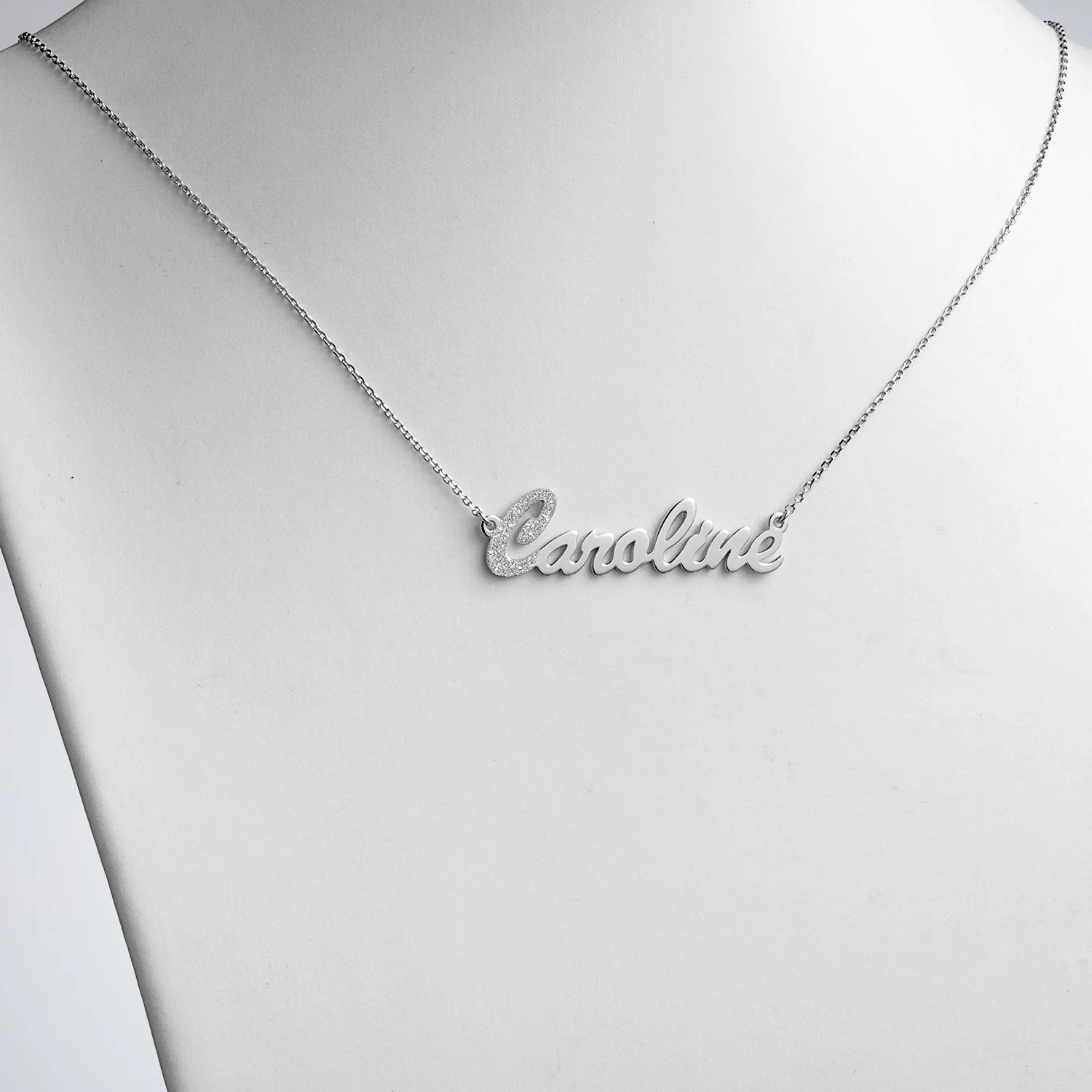 Sterling Silver Dual Finish Script Name Necklace - Image 2