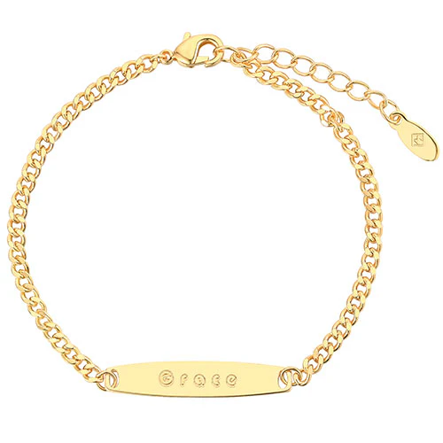 Sterling Silver Engraved Bar Curb Chain Bracelet - Image 4