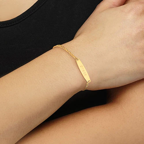 Sterling Silver Engraved Bar Curb Chain Bracelet - Image 5