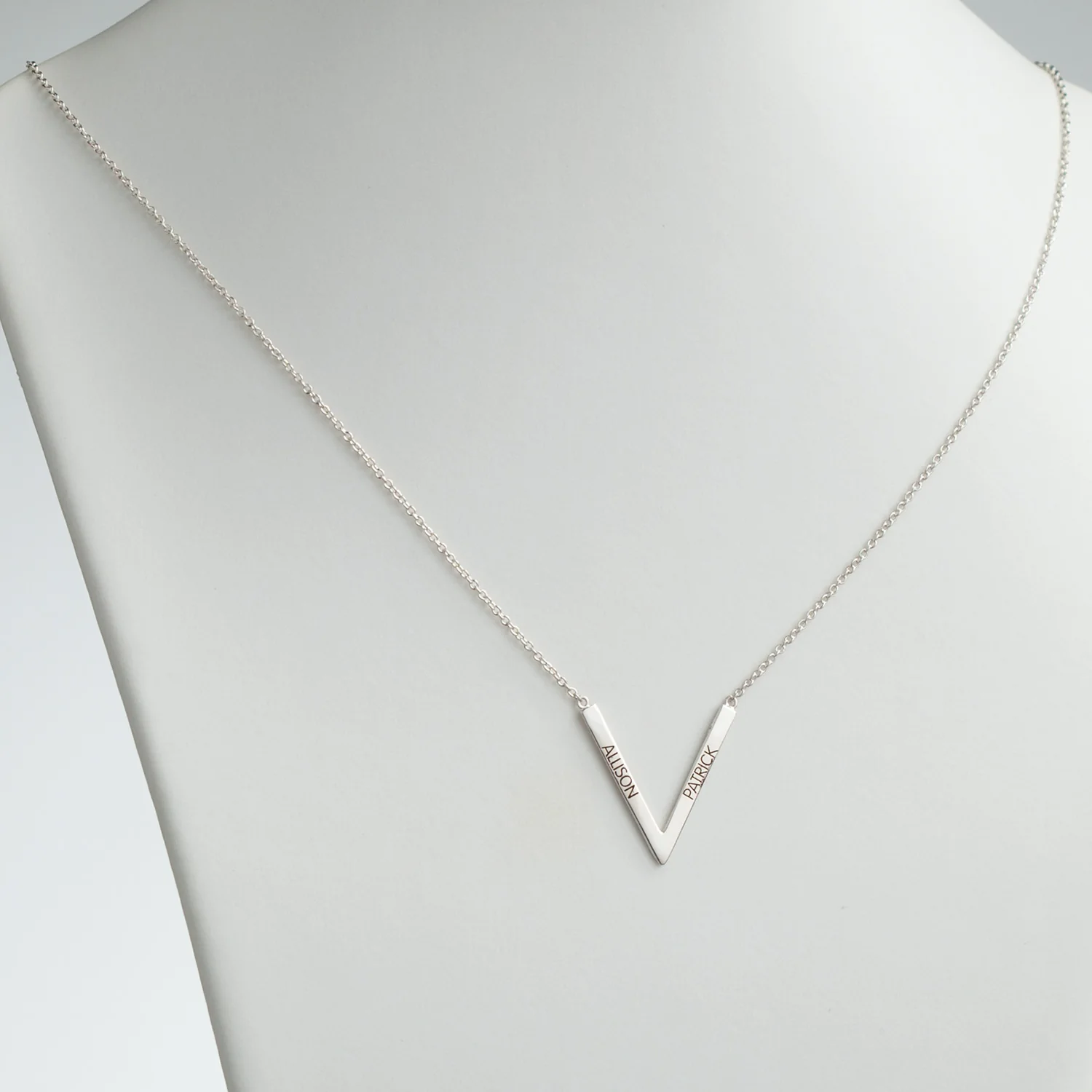 Sterling Silver Engraved Chevron Name Necklace - Image 2