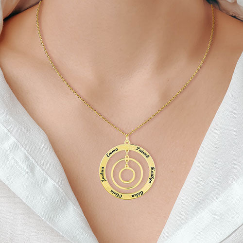 Sterling Silver Engraved Concentric Circles Pendant Necklace - Image 3