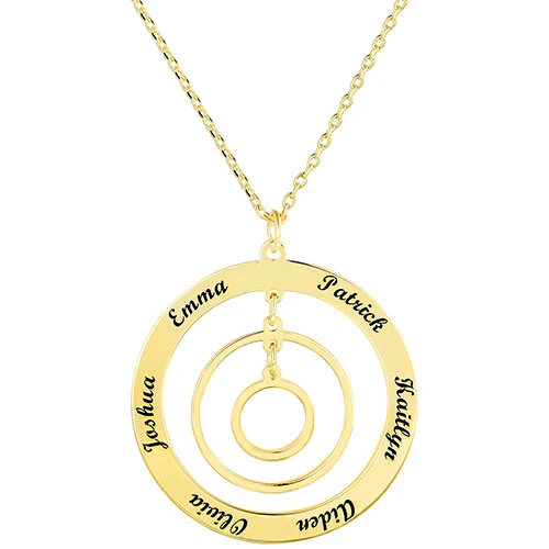 Sterling Silver Engraved Concentric Circles Pendant Necklace - Image 4