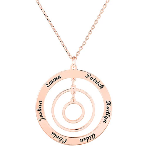 Sterling Silver Engraved Concentric Circles Pendant Necklace - Image 5