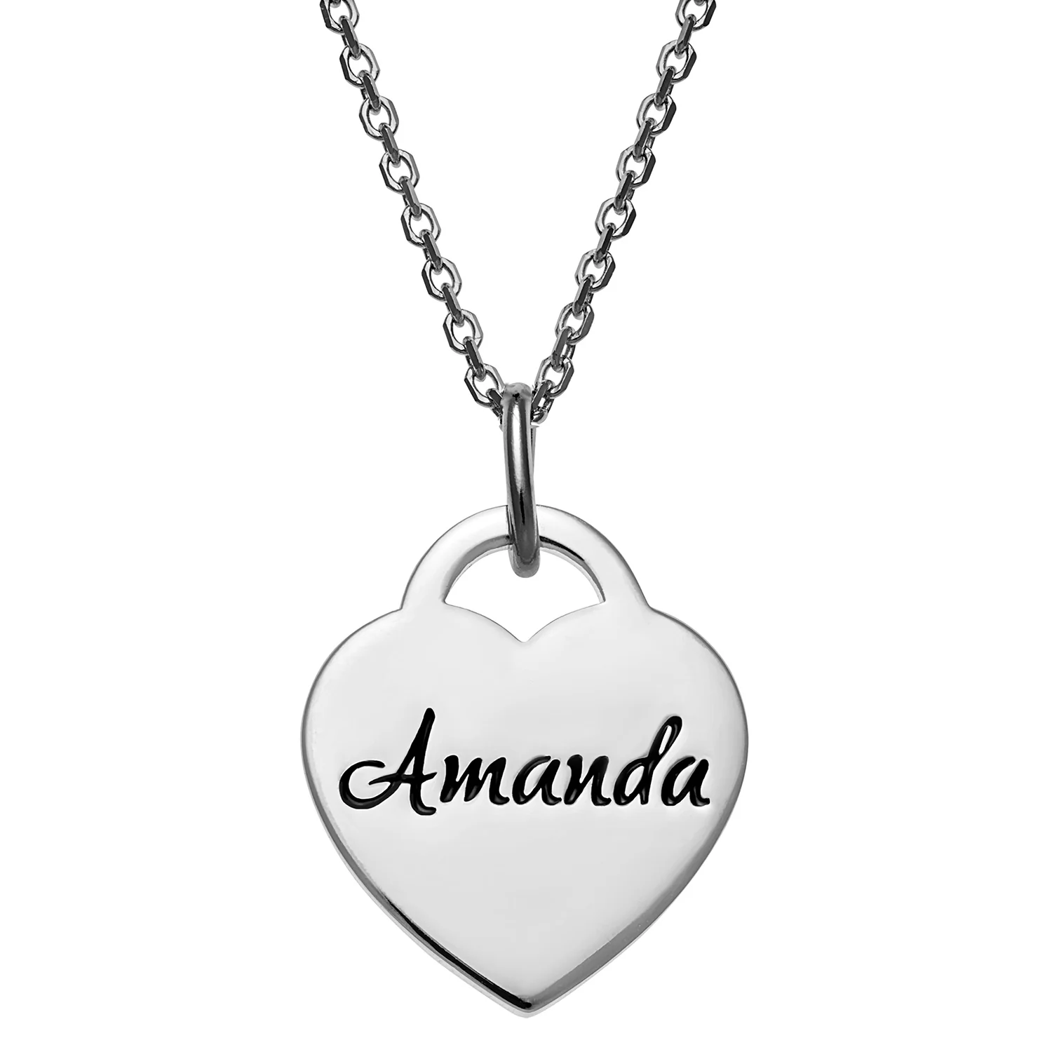Sterling Silver Engraved Double Heart Necklace - Image 2
