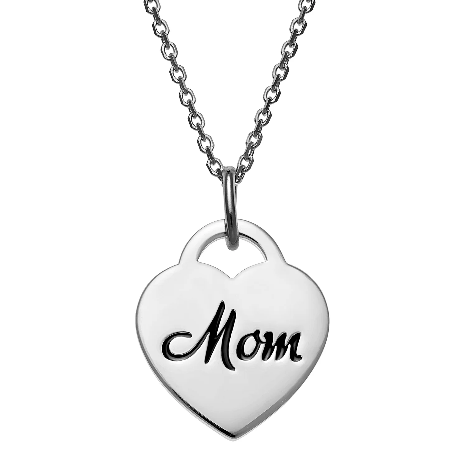 Sterling Silver Engraved Double Heart Necklace - Image 3