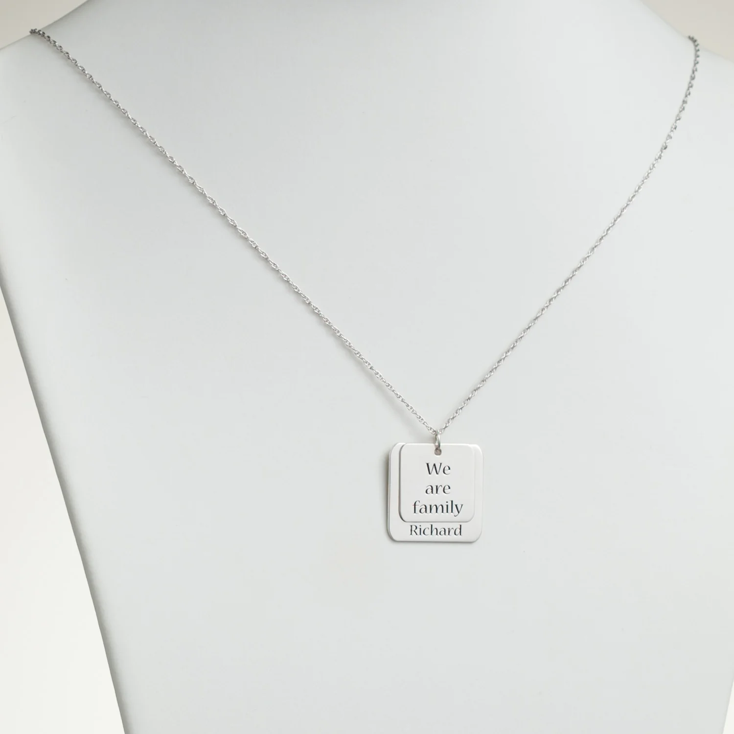 Sterling Silver Engraved Family Names Layered Necklace - Image 3