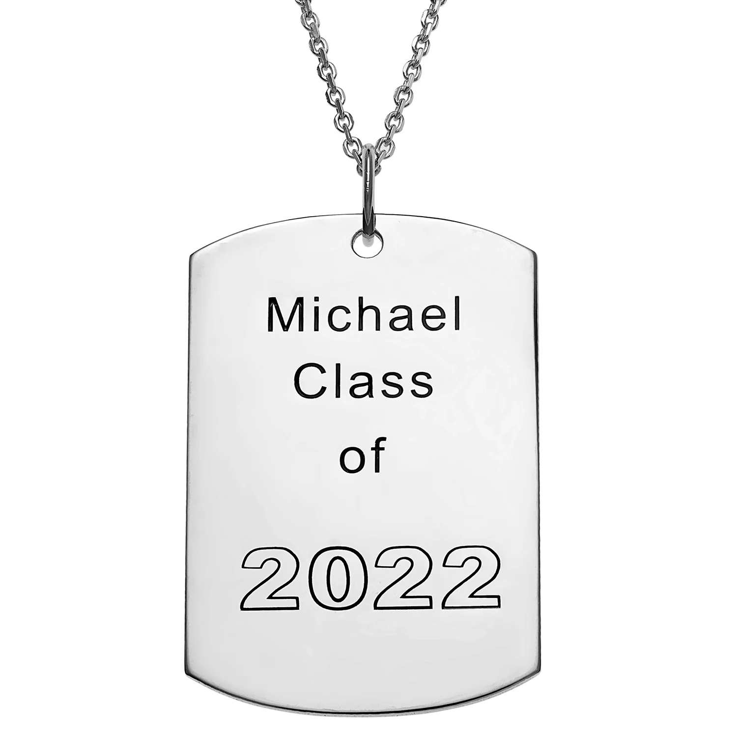 Sterling Silver Engraved Graduation Dog Tag Pendant