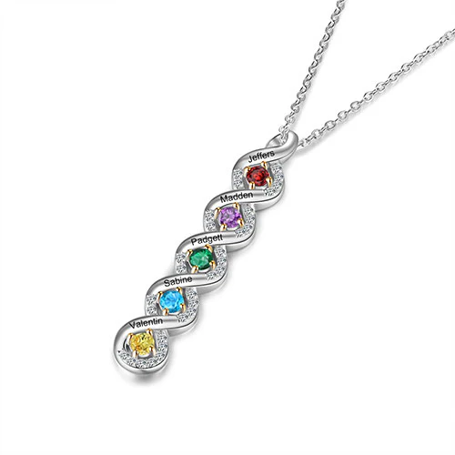 Sterling Silver Engraved Infinity with BS and CZ Accents Necklace - Image 2
