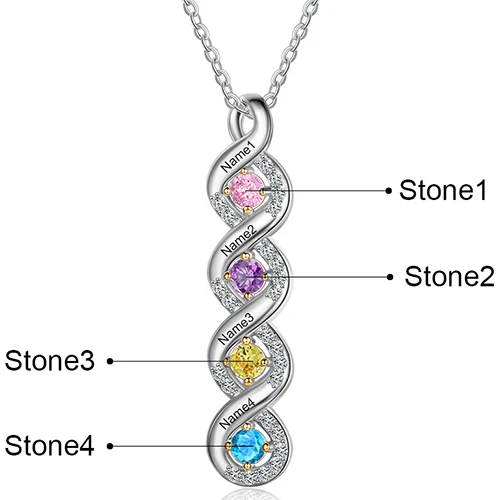 Sterling Silver Engraved Infinity with BS and CZ Accents Necklace - Image 6