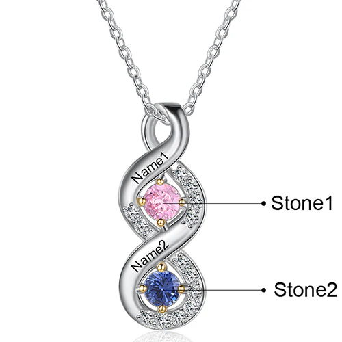 Sterling Silver Engraved Infinity with BS and CZ Accents Necklace - Image 8