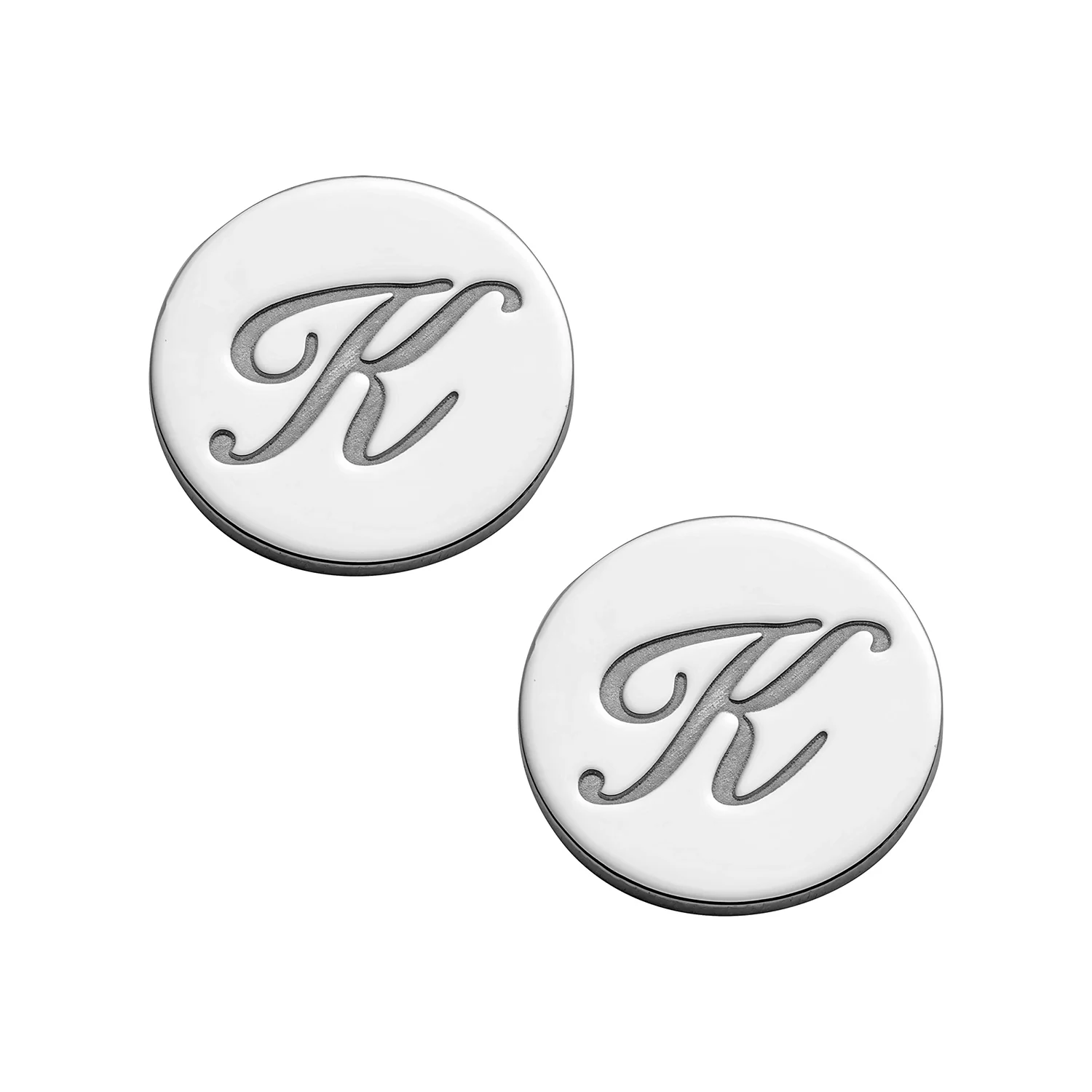 Sterling Silver Engraved Initial Disc Earrings