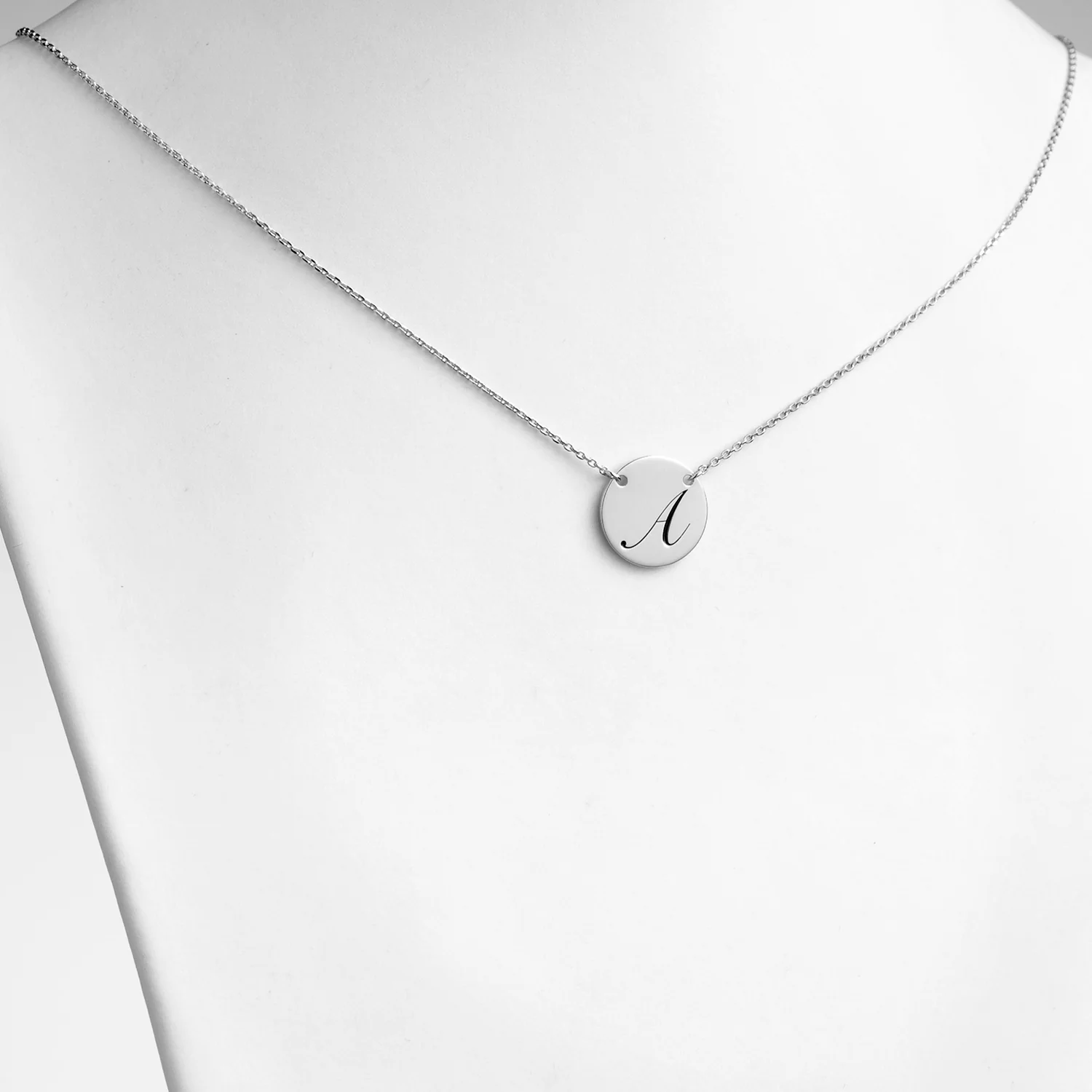 Sterling Silver Engraved Initial Station Disc Necklace - Image 3