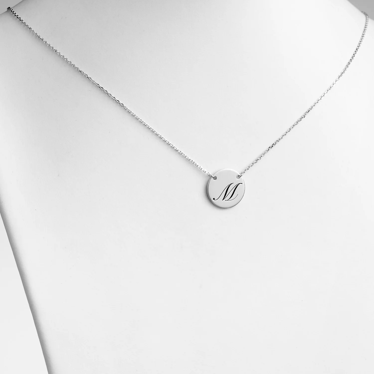 Sterling Silver Engraved Initial Station Disc Necklace - Image 4