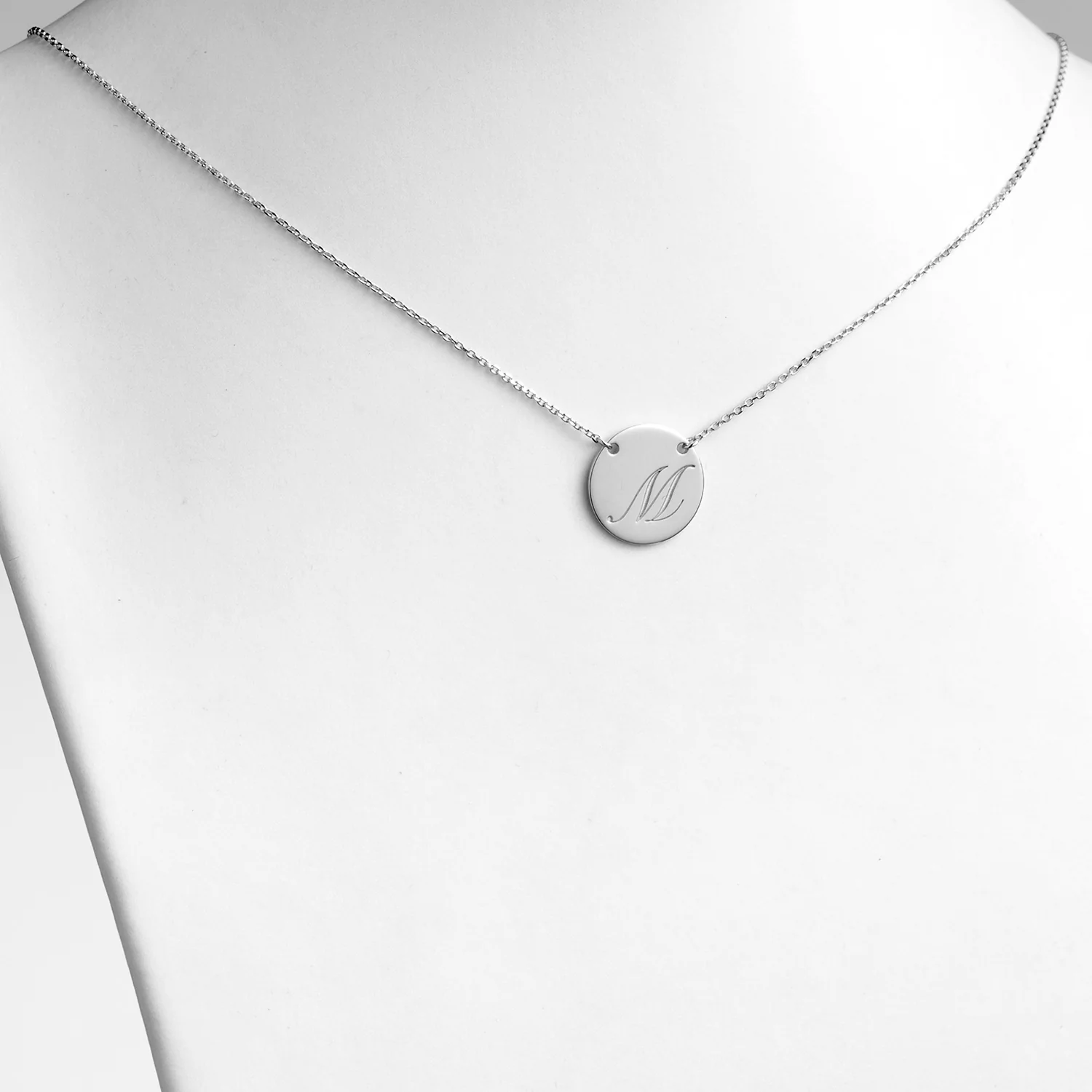 Sterling Silver Engraved Initial Station Disc Necklace - Image 3
