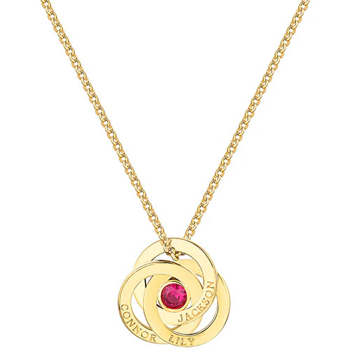 Sterling Silver Engraved Interlocking Circles with Center BS Necklace - Image 4