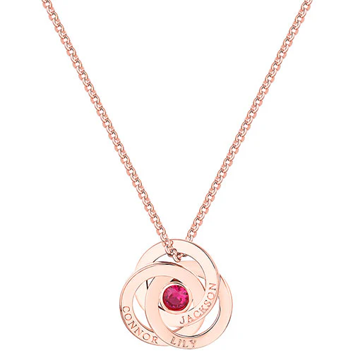Sterling Silver Engraved Interlocking Circles with Center BS Necklace - Image 6