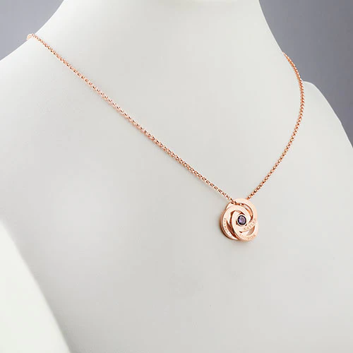 Sterling Silver Engraved Interlocking Circles with Center BS Necklace - Image 7