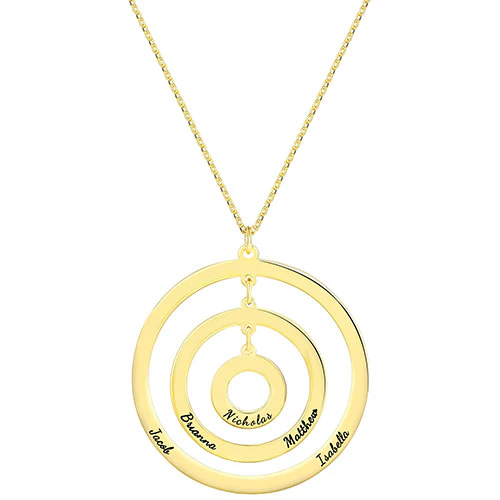Sterling Silver Engraved Layered Concentric Circles Pendant Necklace - Image 4