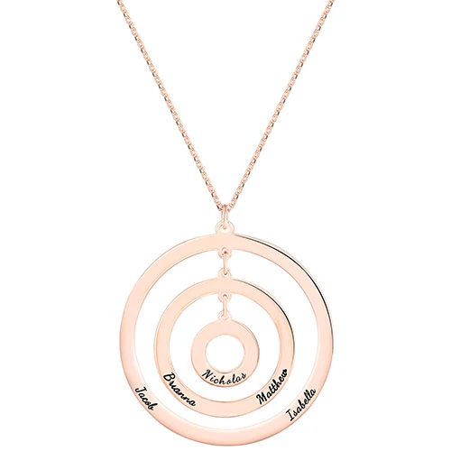Sterling Silver Engraved Layered Concentric Circles Pendant Necklace - Image 5