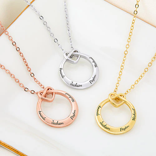 Sterling Silver Engraved Love Knot Circle Necklace - Image 7