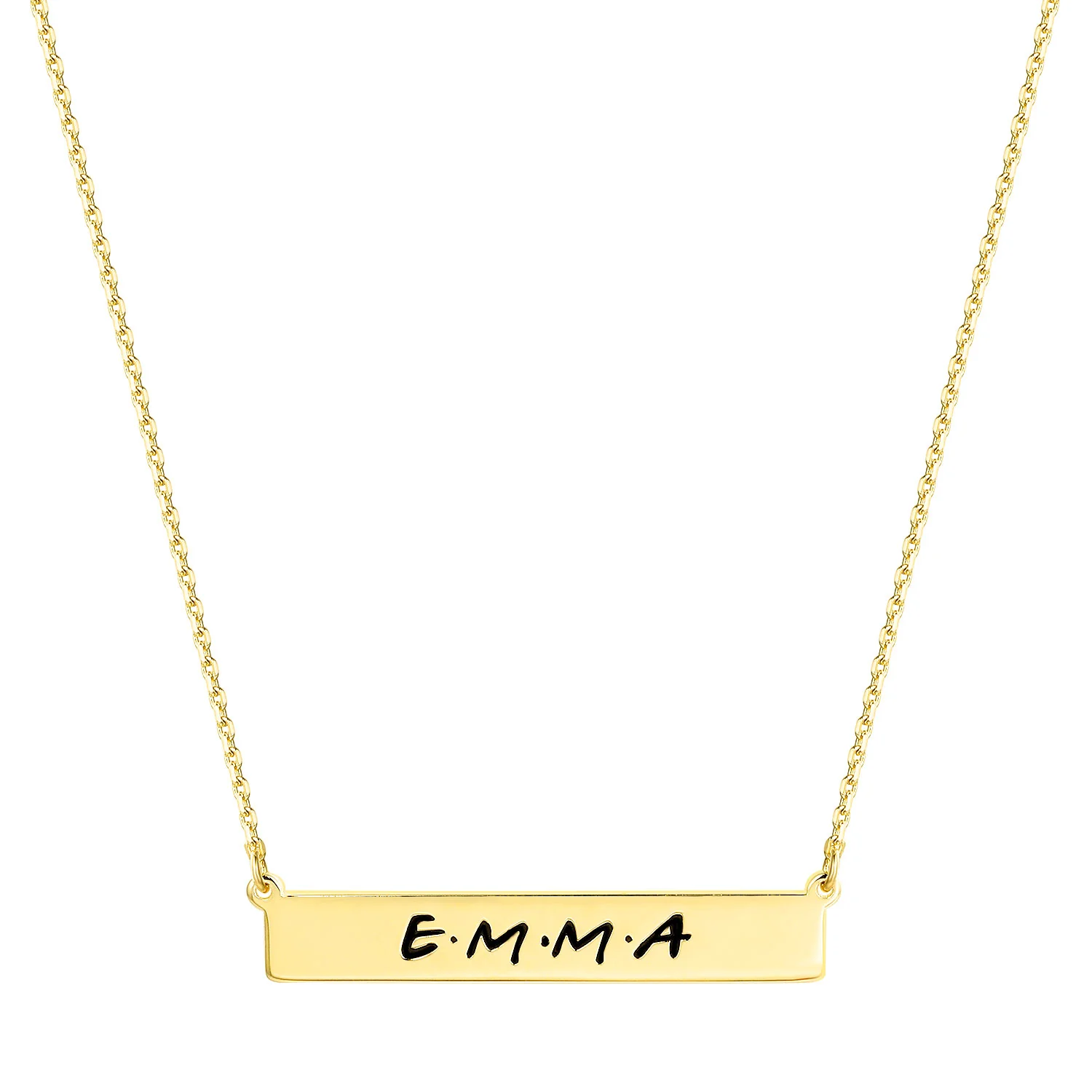 Sterling Silver Engraved Modern Name Bar Necklace - Image 4
