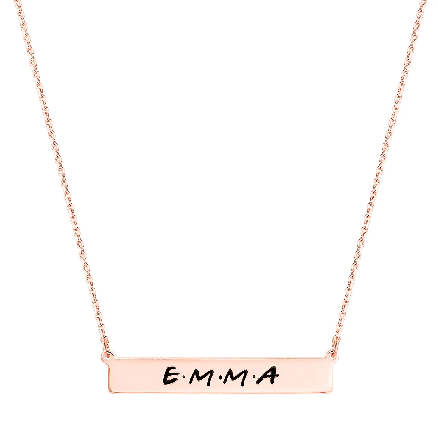 Sterling Silver Engraved Modern Name Bar Necklace - Image 6