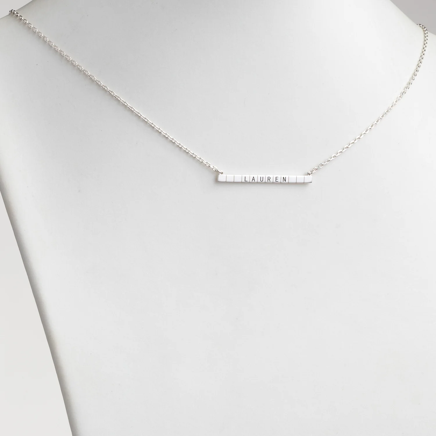 Sterling Silver Engraved Name Bar Necklace