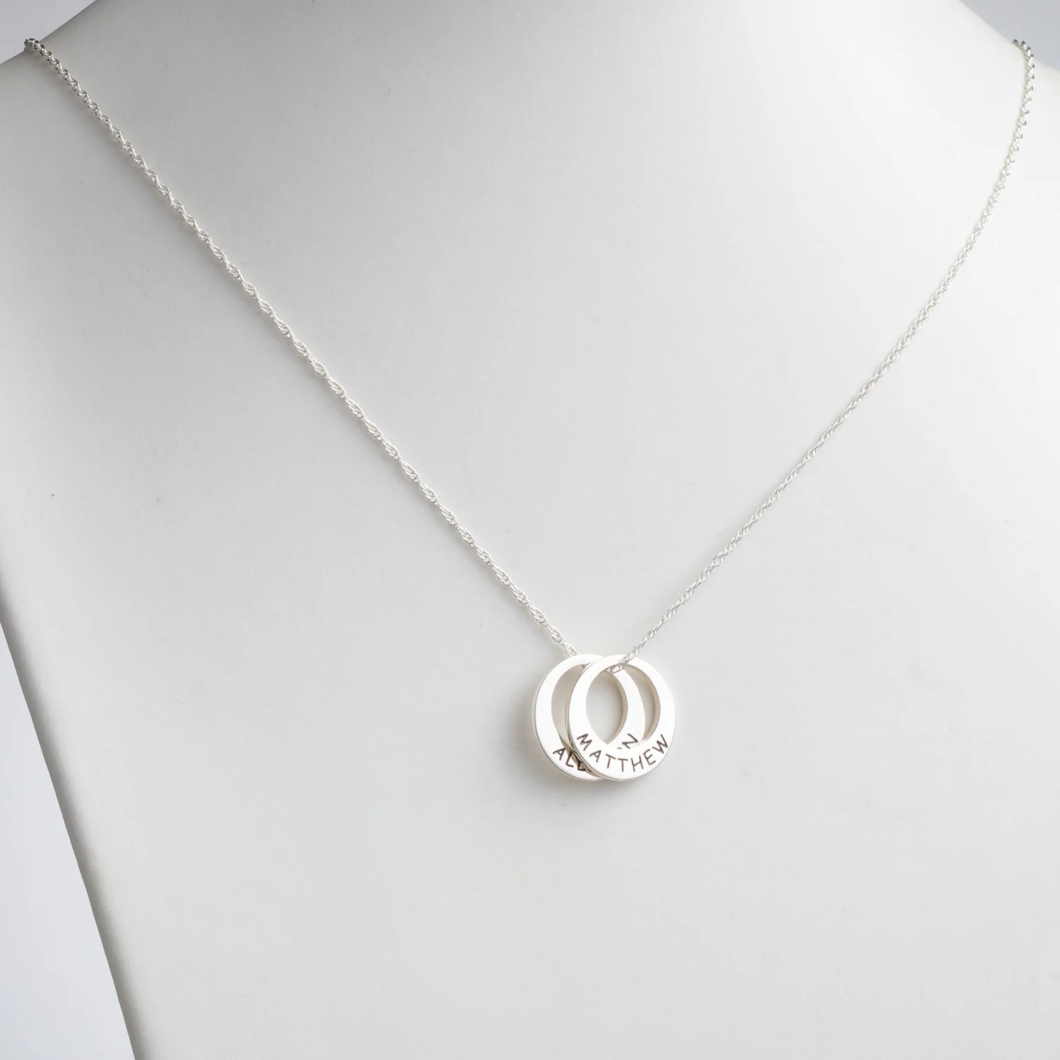 Sterling Silver Engraved Name Open Disc Necklace - 2 Discs - Image 3