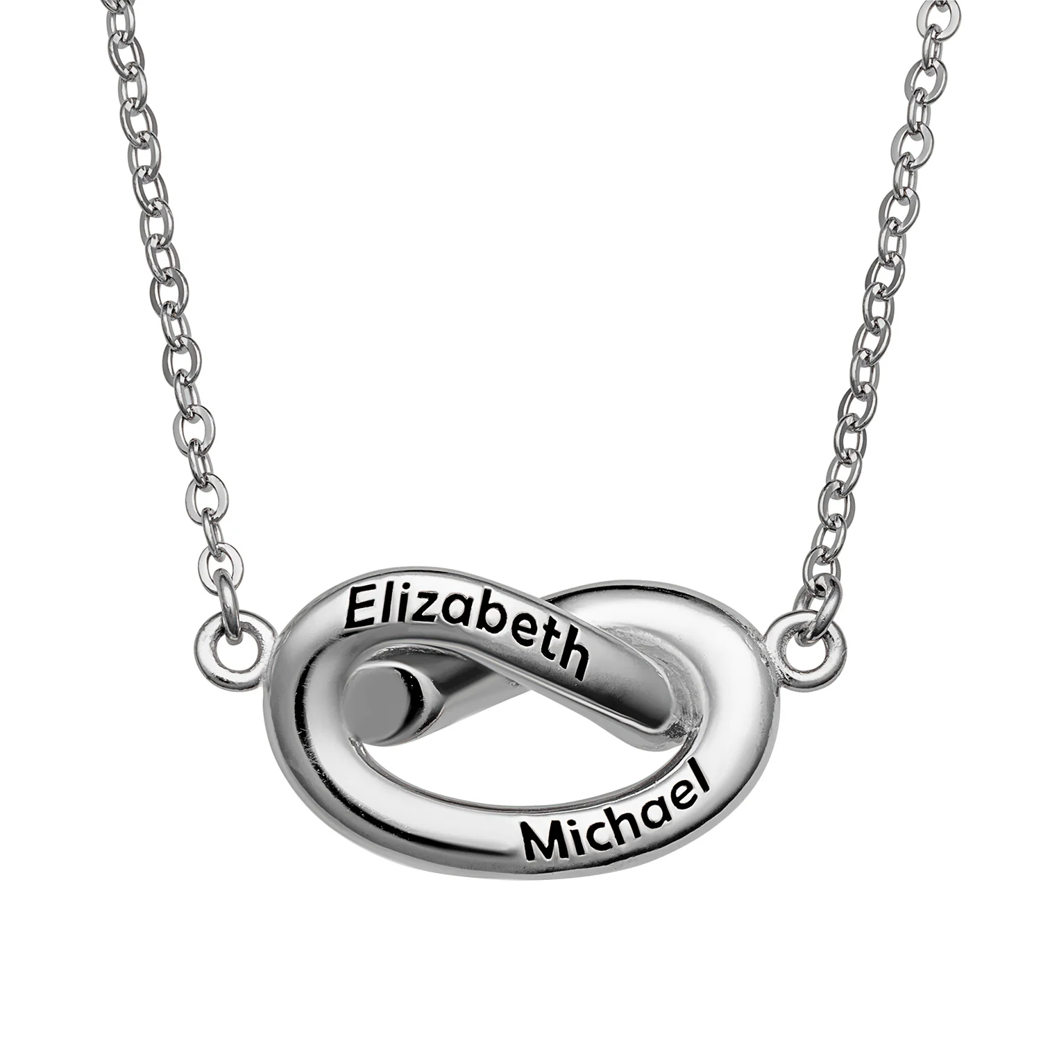 Sterling Silver Engraved Name Pretzel Pendant