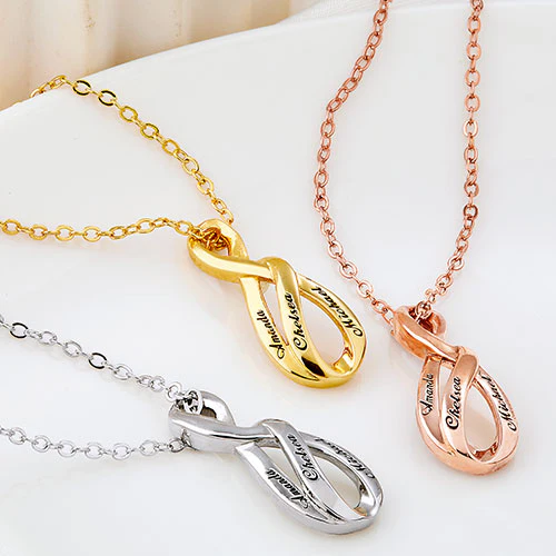 Sterling Silver Engraved Swirl Infinity Necklace